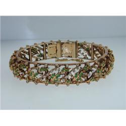 18K Yellow Gold Emerald, Diamond Bracelet