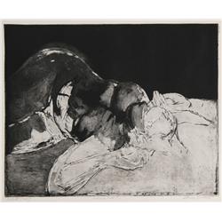 Shirley Morelich, Reclining Nude, Etching