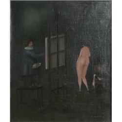Branko Bahunek, Nude in the Studio, Oil Painting