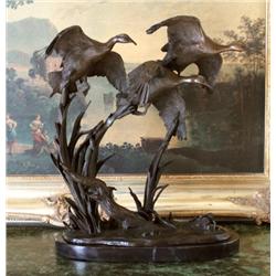Fantastic Bronze Sculpture Three Flying Ducks