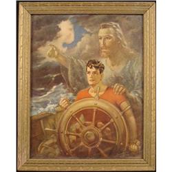 Sallman Vintage Jesus Print Framed: Christ Our Pilot