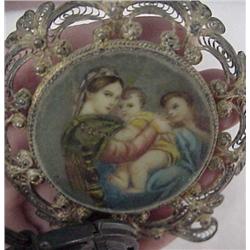 ANTIQUE 19TH C IVORY PAINTING MINIATURE SILVER FRAME
