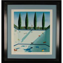 The Pool Surrealist Framed Art Print Fish Artist Signed