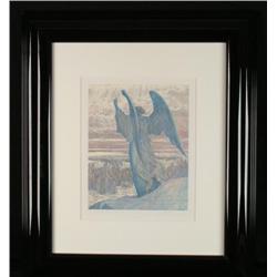 Guillaume Azoulay Original Etching Watercolor Joshua