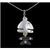 18k WG Plated Mother of Pearl Anchor Necklace (JEW-1968)
