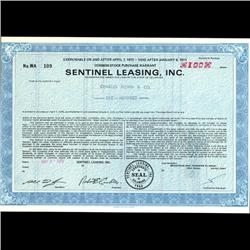 1970s Sentinel Leasing Stock Warrant Certif Scarce (COI-3347)