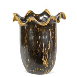 Rare Black & White Ebony Wood Vase (DEC-036)