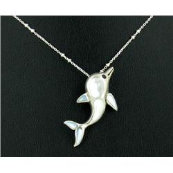 36ctw MoP Sterling Dolphin Pendant Necklace (JEW-219)