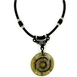 Chinese Jade Bi Pendant Choker Necklace 125cts (ANT-1338)