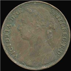 1879 British Victoria Penny XF+ Obverse Variety (COI-7231)