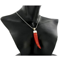 70ctw Red Coral Sterling Pendant Earring Necklace (JEW-183)