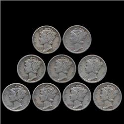 1928 Mercury Dimes Hi Grade Lot of 9 (COI-8476)