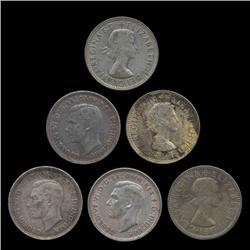 1942-63 Australia Shilling 6pcs XF/AU (COI-8617)