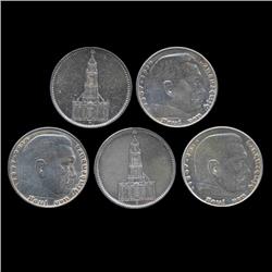 1935 Nazi Germany 5 Mark Hi Grade 5 Pcs (COI-8211)