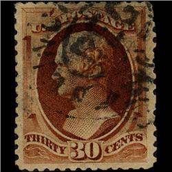 1887 RARE US 30c Hamilton Orange Brown Used Stamp (STM-1303)