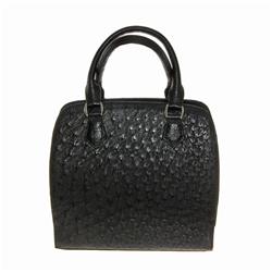 Ladies Black Ostrich Hide Skin Handbag (ACT-040)
