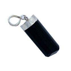 45ctw Black Tourmaline Crystal Sterling Pendant (JEW-1454)