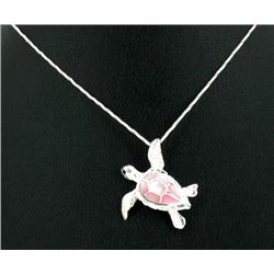 32ctw MoP Sterling Turtle Pendant Necklace (JEW-210)