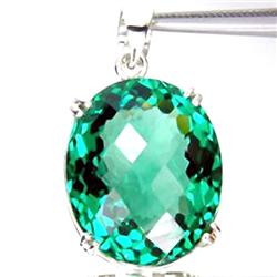 61ct Green Amethyst Silver Pendant Appr Est $10k (JEW-2615)