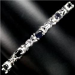60ctw Black Blue Sapphire Sterling Bracelet  (JEW-2286)