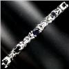 60ctw Black Blue Sapphire Sterling Bracelet  (JEW-2286)