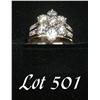 Image 1 : Ladies 18kt yellow gold diamond cluster ring with channel set diamonds on side