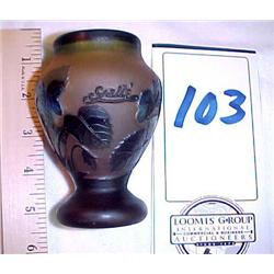 LOT 103: Small flower, 4.5", green/blue with amber