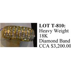 Lot# T-810 Ladies 18 kt yellow gold, vertical ribbed heavy band 11.7 7