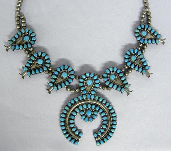 Native American Zuni Squash Blossom Necklace