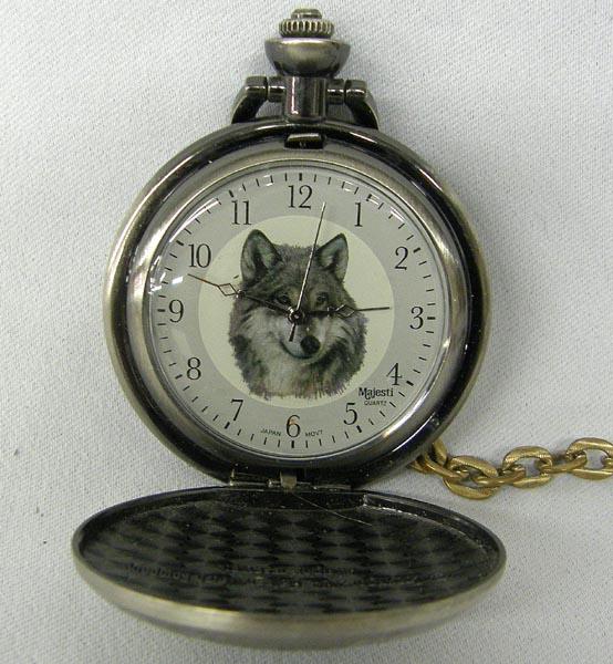 Elk Ridge Knife in Box and Gray Wolf Pocket Watch