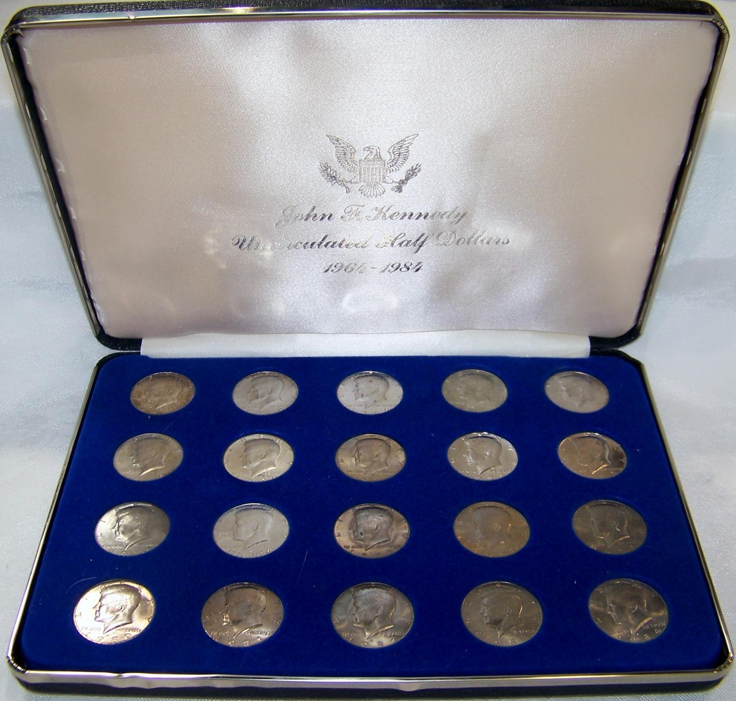 JFK Uncirculated Half Dollar Collection. 19641984. w/Case.