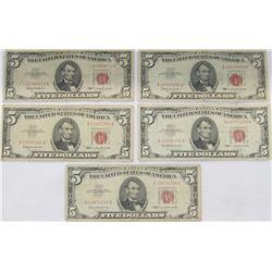 (5x the Money) $5 US Notes. Series 1963.
