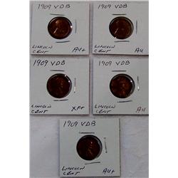 (5x the Money) 1909 VDB Lincoln Cents. XF+ to AU+ Cond.