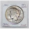 Image 1 : RARE 1921 Peace Silver Dollar- Fine Cond.