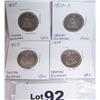Image 1 : (4x$) U.S SEATED QUARTERS VG+ TO VF+ 1857,1858(2),1877-S
