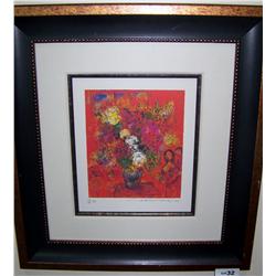 Mark Chagall. "LeBouquet sur Lond Rouge" 1964. 13/50.