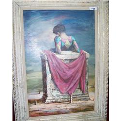 Manner of early Picasso Vintage Oil on board 35T X 23W  Framed 45T X 32W
