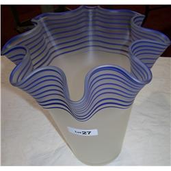 Italian frosted Art Glass vase Dolby Cashier 14.5T X 14 W made in Italy