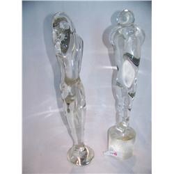 (2X$) 2 Glass Art  Kissing Sculptures (1) Signed on Base (1)Signoretto Untitled