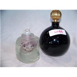 (2) Piece Perfume bottle lot, 1. Signed on base, dated 1982