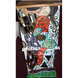 Hand painted cabinet after Gustav Klimt "The Kiss" 44 T X 17 W