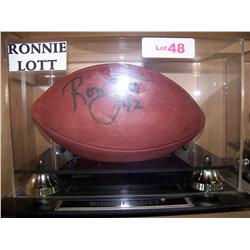 Ronnie Lott Hand Signed Football  "42"  In acrylic protective custom showcase