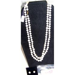 Genuine Pearl 46" Hand knotted Necklace & Earring set 9-10MM; $420 Retail Value