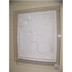The Kiss1983   by David  Filmer #'d 24/99  1983  Paper Mache relief  behind custom acrylic case