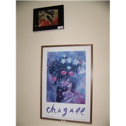 (2) Piece Marc Chagall Kissing framed picture lot