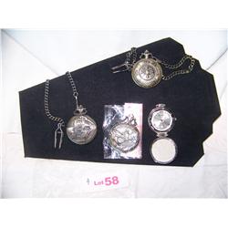 Lot of 4 Pocketwatches 1.Train 1.Horses 1. Firefighter 1. Milan (working)