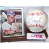 Image 1 : LOU BROCK HAND SIGNED BASEBALL W/ TOPPS #540 CARD
