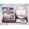 Image 2 : LOU BROCK HAND SIGNED BASEBALL W/ TOPPS #540 CARD