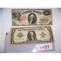 (2X$) RARE LARGE CURRENCY $1 notes series 1917 