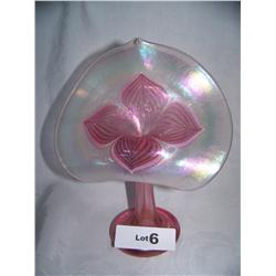 Signed Hand blown Pink Lily art glass. Dated 1990. Jack and The Pulpit.